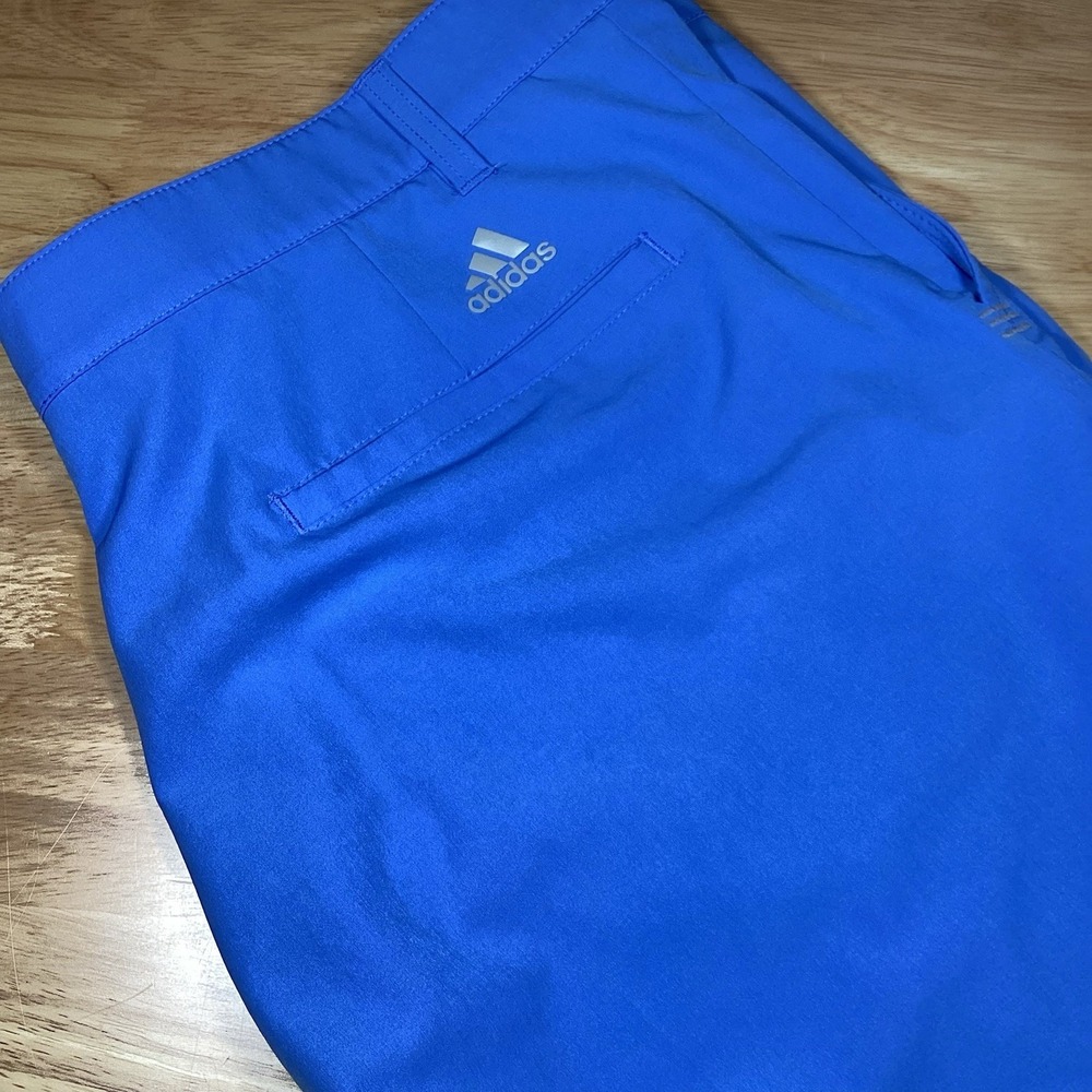 Mens Adidas Flat Front Performance Golf Shorts- Light Blue- 36
